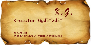 Kreisler Győző névjegykártya